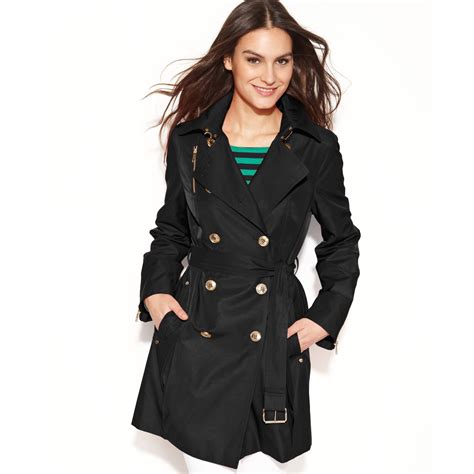 michael kors black wool trench coat|Michael Kors belted trench coats.